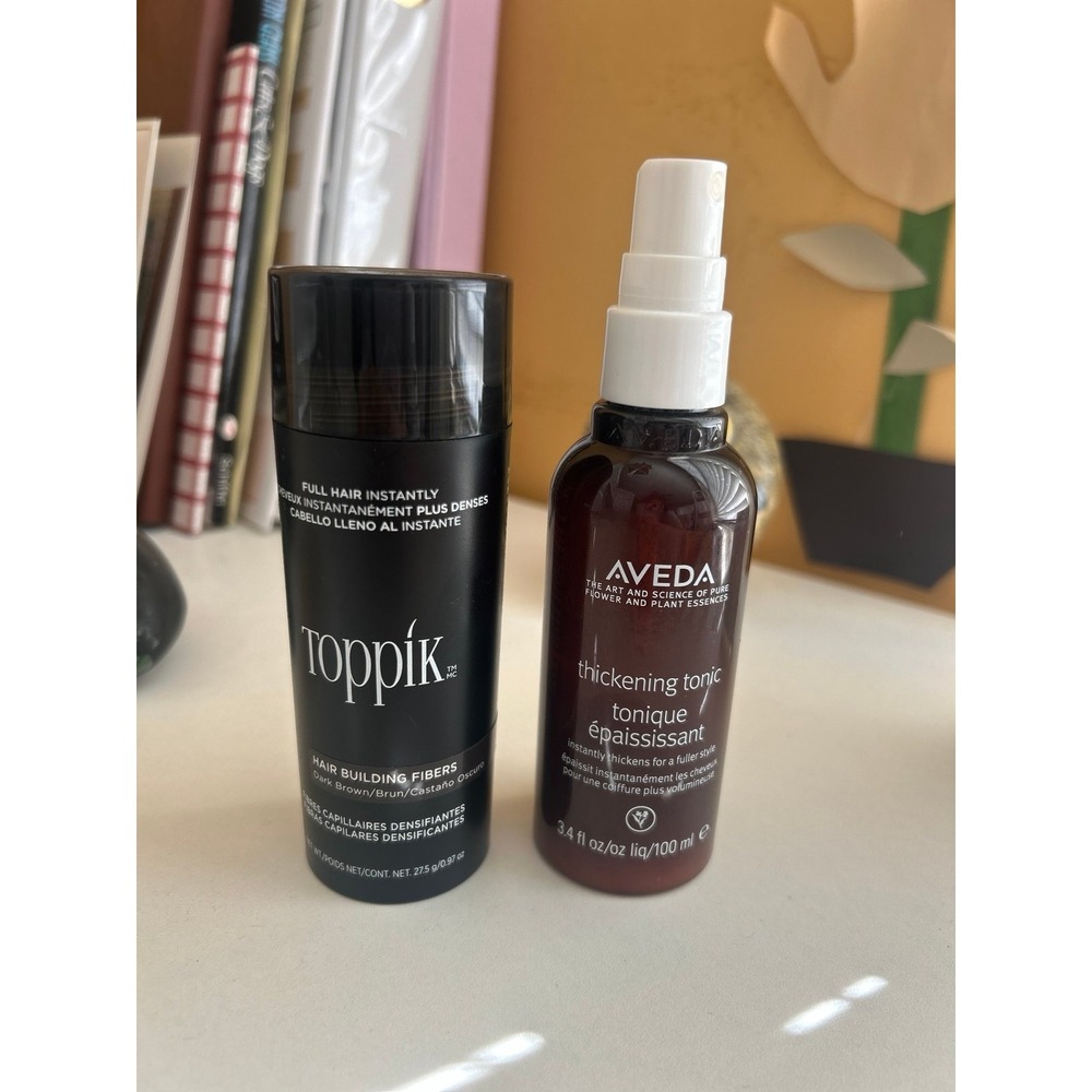 2 Hair Thickening Products Aveda Tonic Toppik Building Fibers